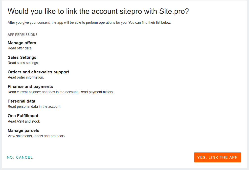 Site.pro programos patvirtinimo mygtukas integracijoje